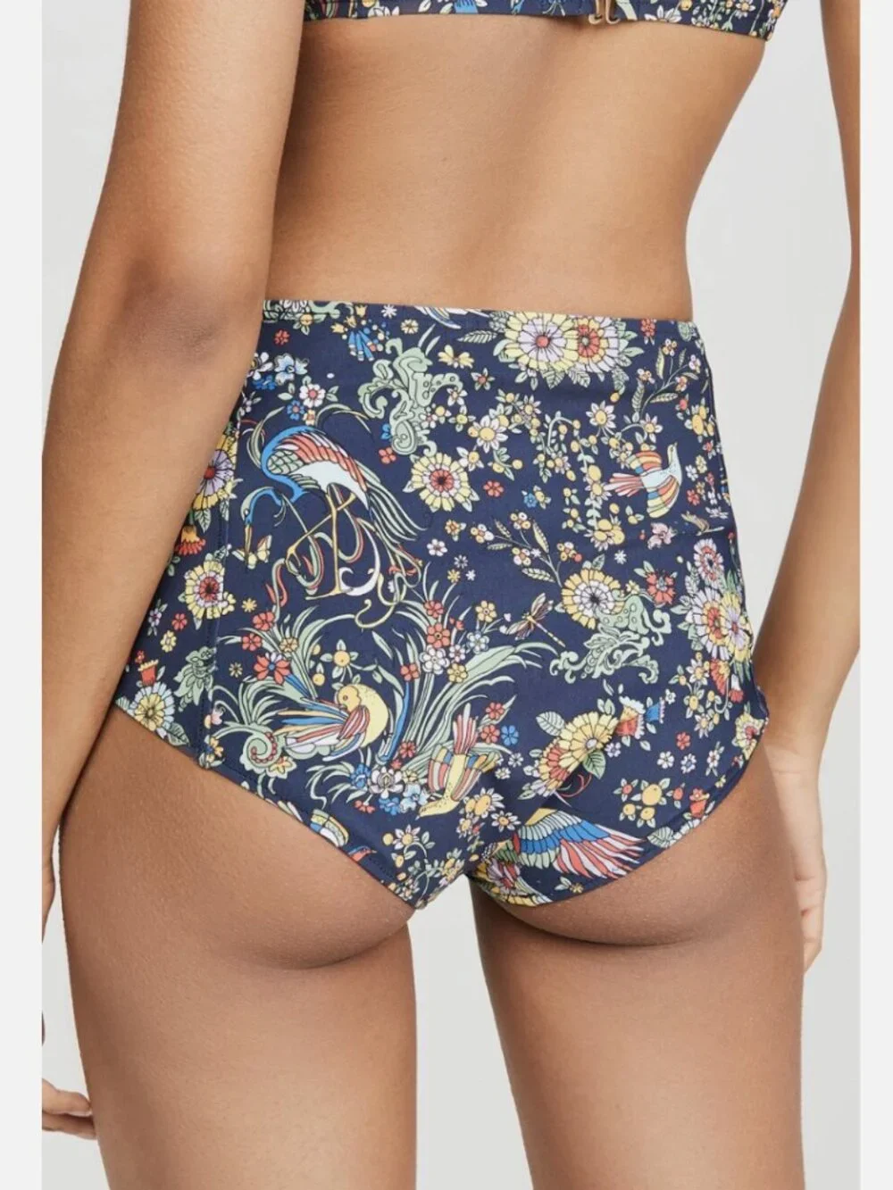TORY BURCH Navy Blue Promised Land High-Waisted Bikini Swim Bottom 61364 Small